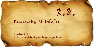Kubiczky Urbán névjegykártya